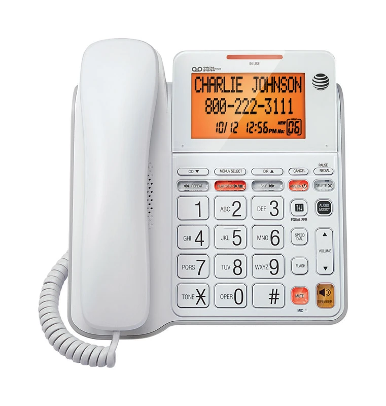 Cl4940 Digital Big Button Corded Telephone With Answering Machine - White