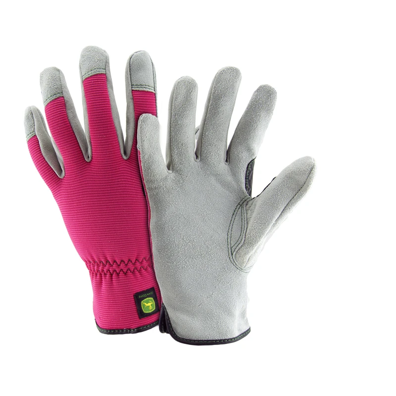 John Deere Women's Small/medium Leather Work Gloves - Pink & Gray