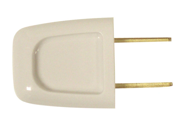 Pass and Seymour Non-Polarized Installation Plug, White, 18 Gauge 2 Wire, 6 Amp