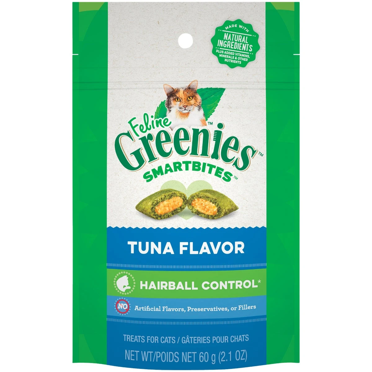 Feline Smartbites Tuna Flavor Cat Treats for Hairball Control, 2.1 Ounce Pack