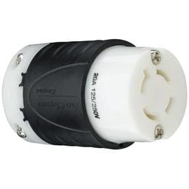 20-amp Locking Connector, 125/250-volt, Nema L14-20r, Black/white