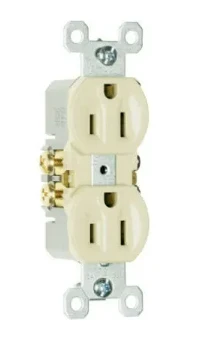 Pass and Seymour Standard Duplex Electrical Outlet, 15 Amp, 125 Volt, Ivory Color