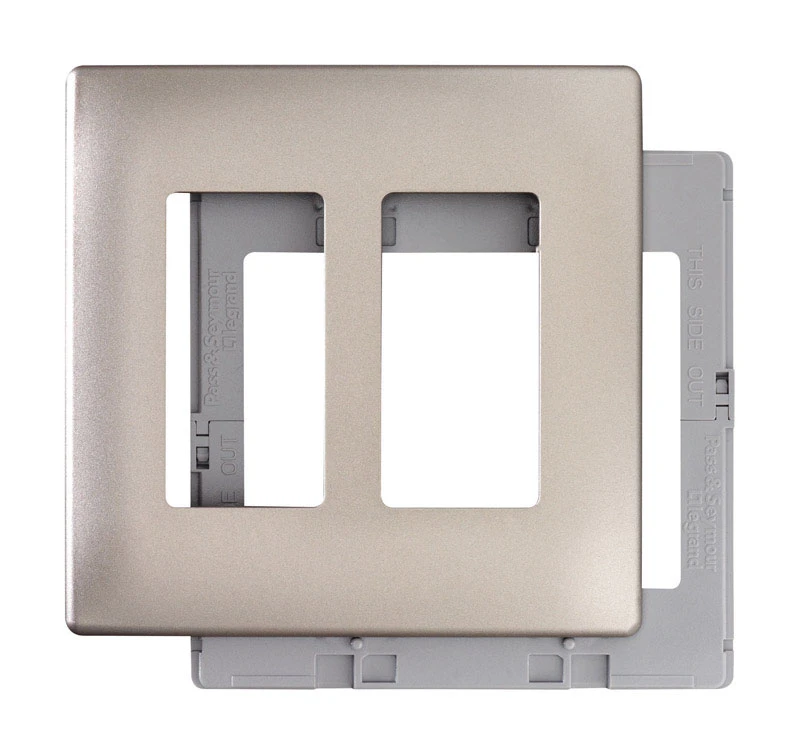 Two Gang Screwless Wall Plate, Nickel