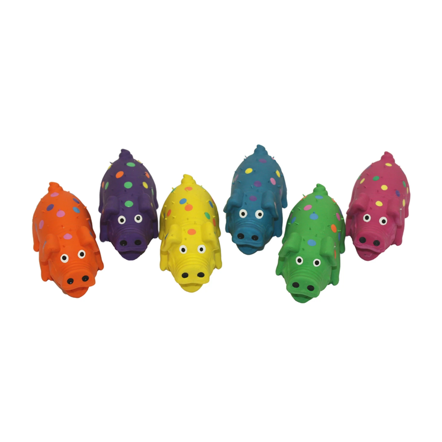 4 Inch Latex Polka Dot Pig Dog Toy - Assorted Colors