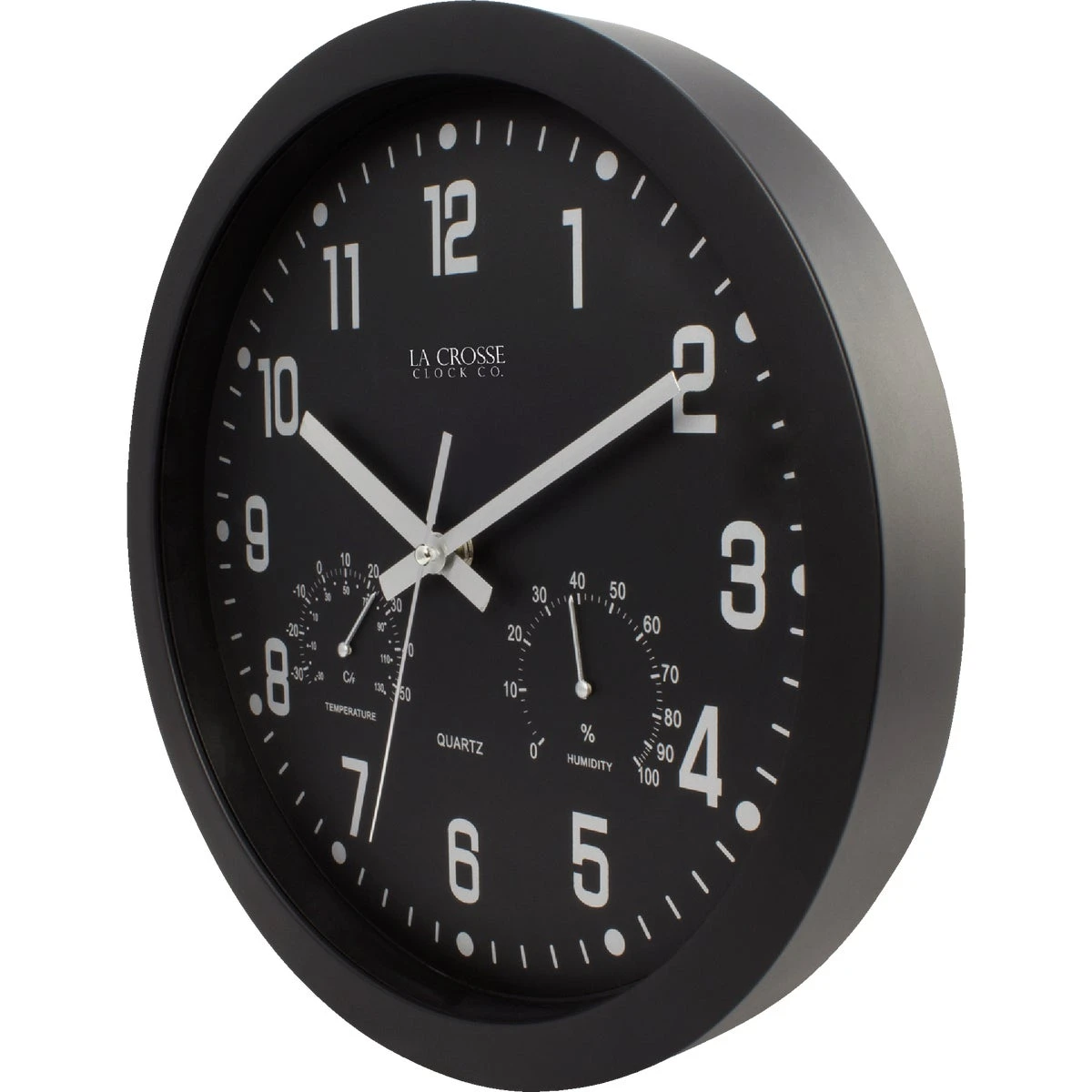 La Crosse Clock Co. 12 In. Black Wall Clock With Hygrometer & Thermometer