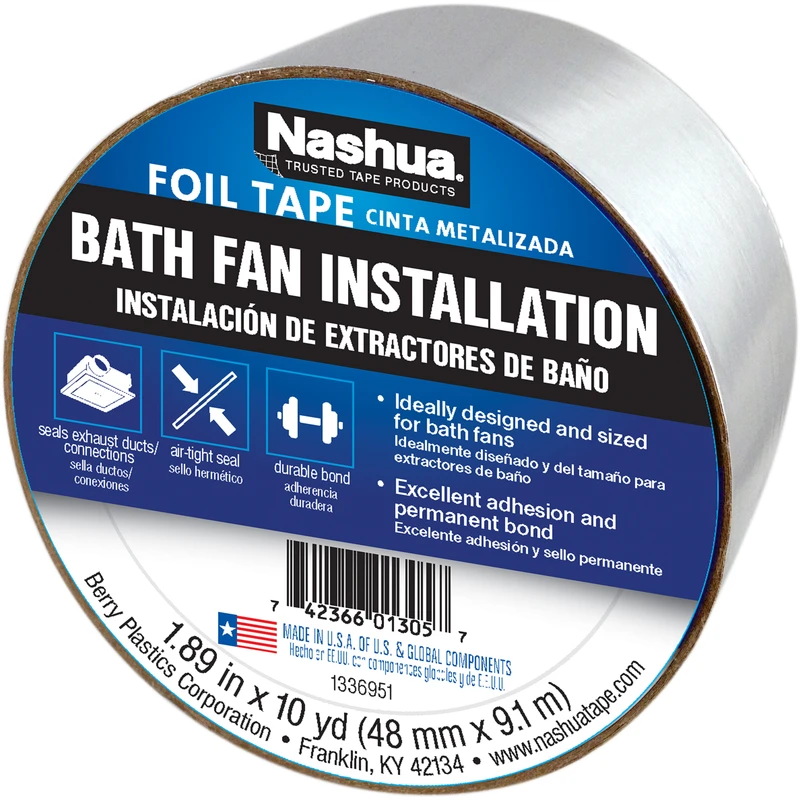 Bath Fan Installation Foil Tape, 1.89 In. X 10 Yd. - High Tack Adhesive