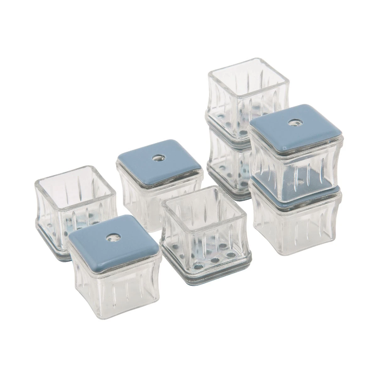 Clear Leg Tips, Protective Bottom, .59 - .70 In. Square, 8-Pk.
