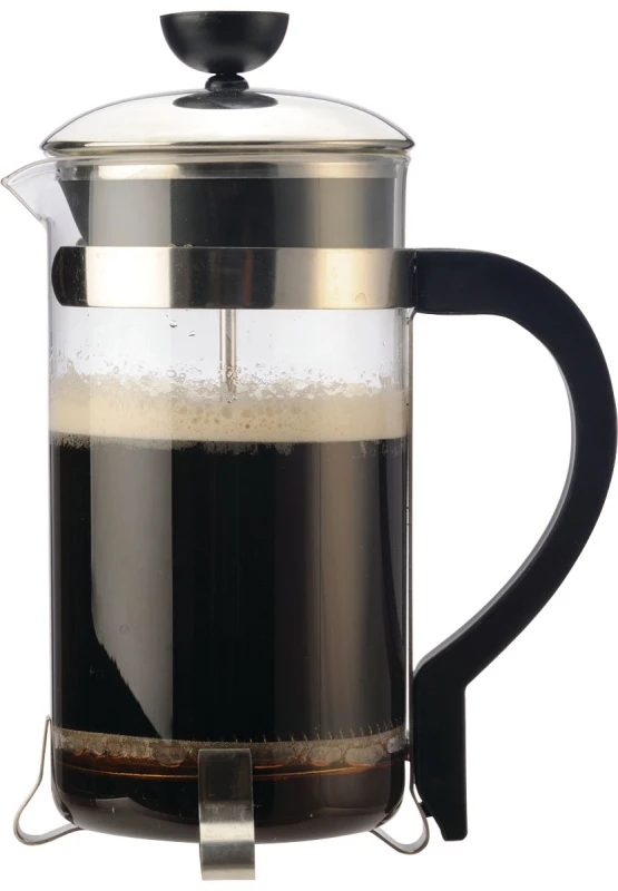 8 Cup Chrome Coffee Press Manual Coffee Maker - Borosilicate Glass & Stainless Steel