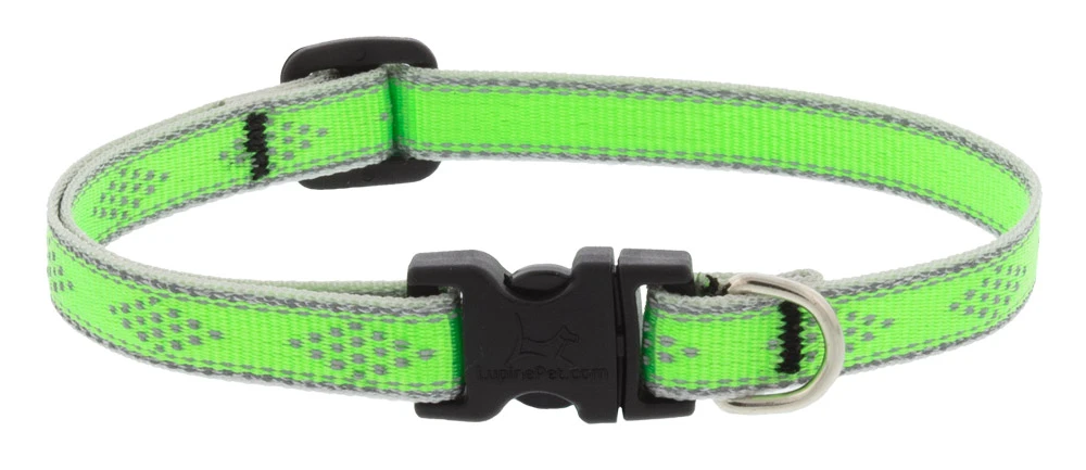 Adjustable Reflective Green Diamond Pattern Puppy and Small Dog Collar, 0.5 Inch by 8 to 12 Inches