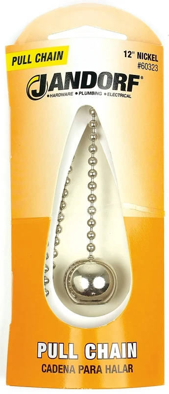 Nickel Pull Chain With Decorative Ball, 12-inch Length, Model 60323