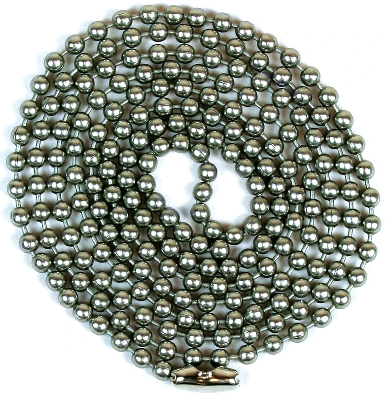 Beaded Chain with Connector, Size Number 6, Pewter Finish, 3 Feet Length