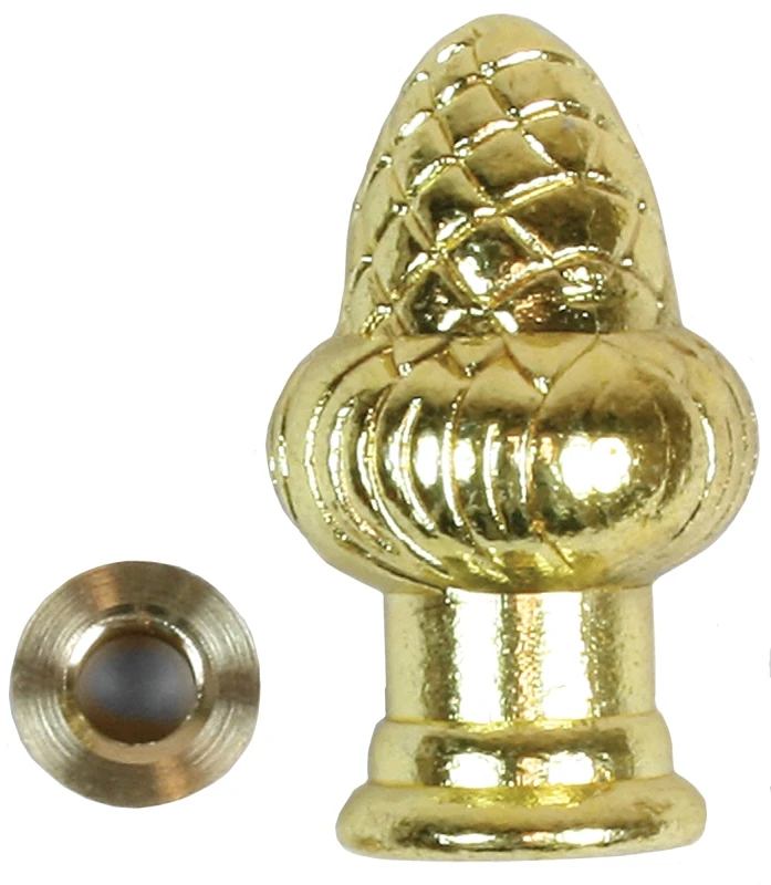 Acorn Style Lamp Finial with Brass Finish, 1.5 Inches Diameter