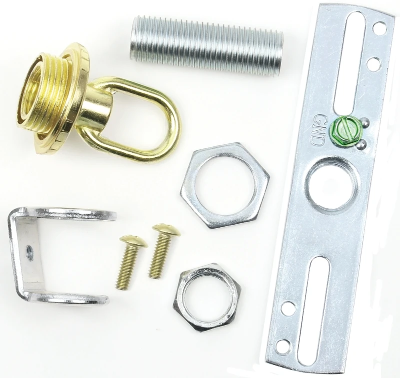 Light Fixture Screw Collar Loop Kit with Brass Finish and 1/4 Inch Iron Pipe Thread