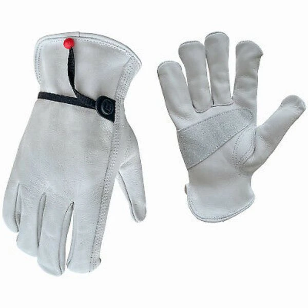 Men's Large Grain Cowhide Work Gloves with Ball and Tape Measure Wrist Protection