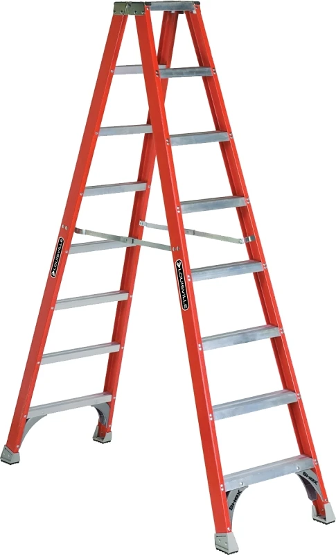 8-Foot Fiberglass Twin Ladder with Type-IA 300-Pound Duty Rating