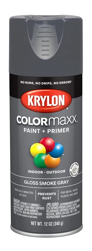 COLORmaxx Gloss Smoke Gray Spray Paint and Primer, 12 Ounce Can