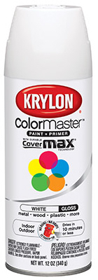 Colormaster Gloss White Spray Paint, 12 Oz Can For Indoor/outdoor Use