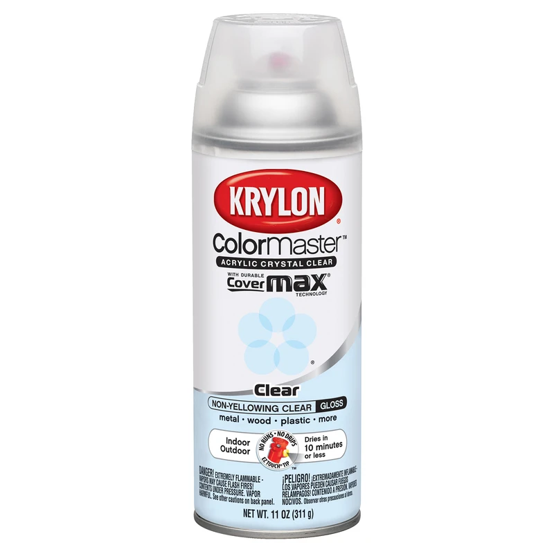 Colormaster Gloss Crystal Clear Spray Paint for Indoor and Outdoor Use, 12 Ounce Can