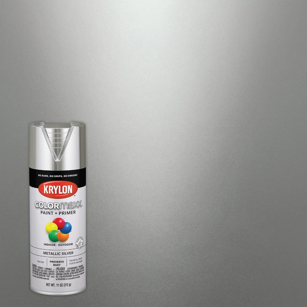 COLORmaxx Metallic Silver Spray Paint and Primer, 12 Ounce Can