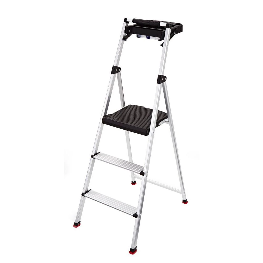 3-step Aluminum Step Stool With Project Tray And Removable Storage Box