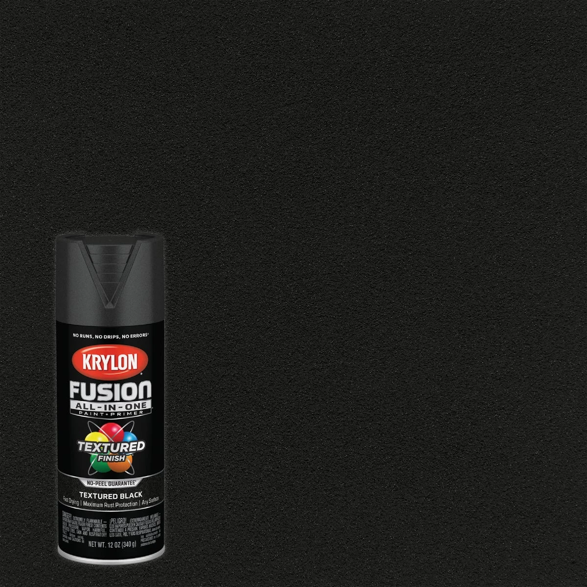 Fusion All-In-One Spray Paint and Primer, Textured Black Finish, 12 Ounce Can