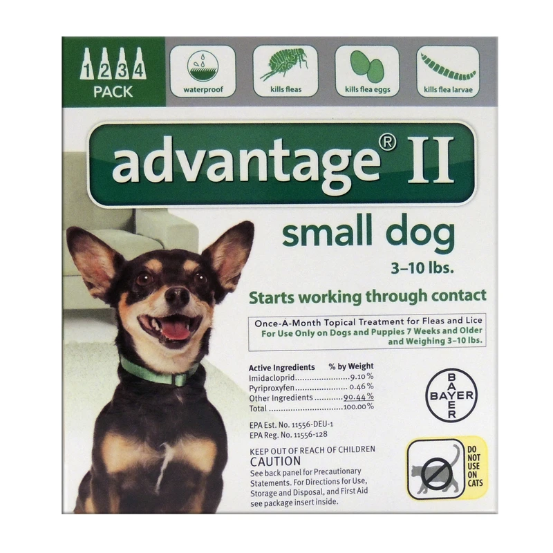 Advantage II For Small Dogs, Green, 4-Pk.