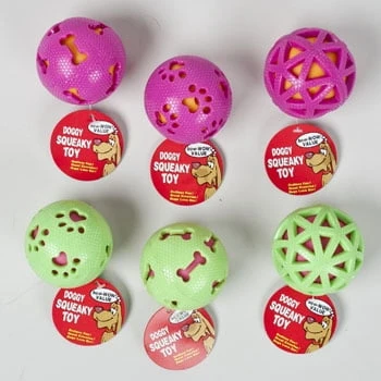 Dog Toy, Ball, Assorted Colors, 3-In.