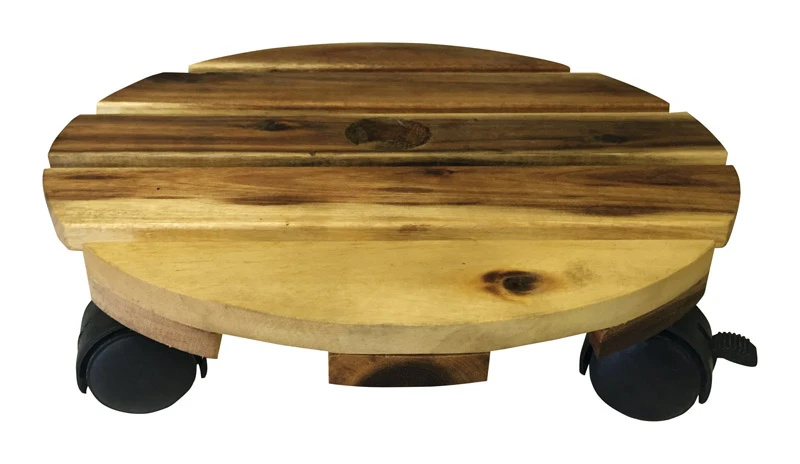 3.25 In. H X 12 In. W X 12 In. D Wood Plant Caddy With Casters
