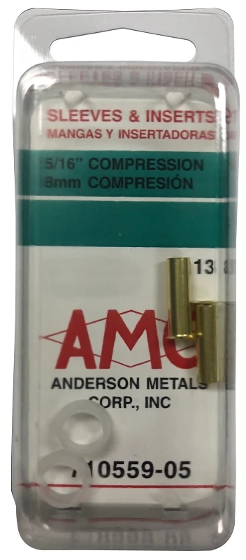 Pipe Fitting, Compression Sleeve With Brass Insert, 5/16 In., 2-Pk.