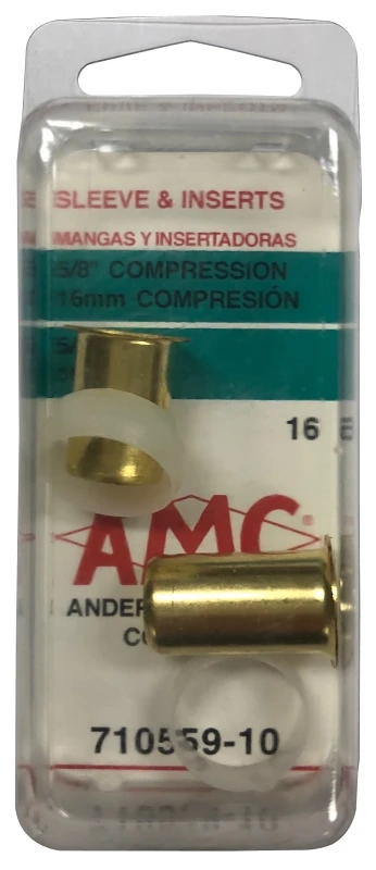 Brass Compression Stiffener & Sleeve, Lead Free, 5/8 In., 2-Pk.