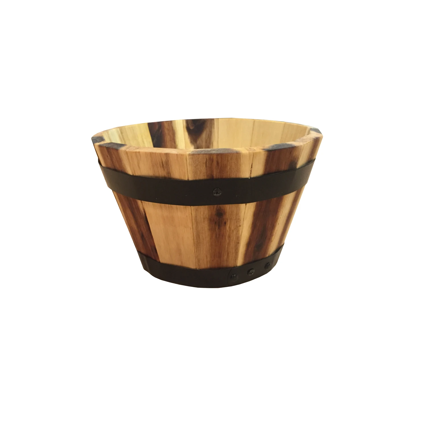 7 In. H X 11.5 In. W X 11.5 In. D Round Wood Planter Natural