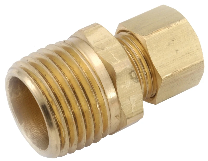 Lead Free Brass Pipe Fitting Connector, 1/4 Inch Compression by 3/8 Inch Male Pipe Thread