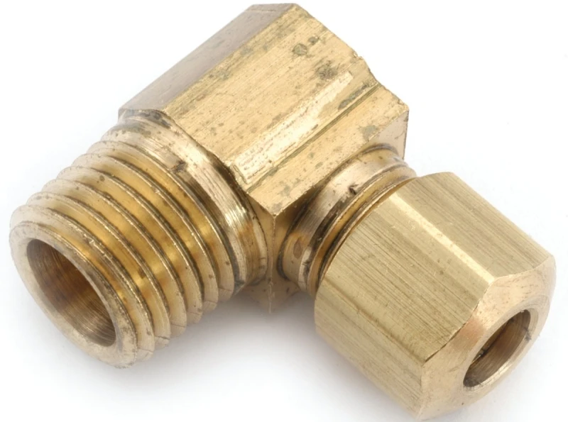 Brass 90 Degree Elbow Compression Fitting Male 3/8 Inch by 1/2 Inch