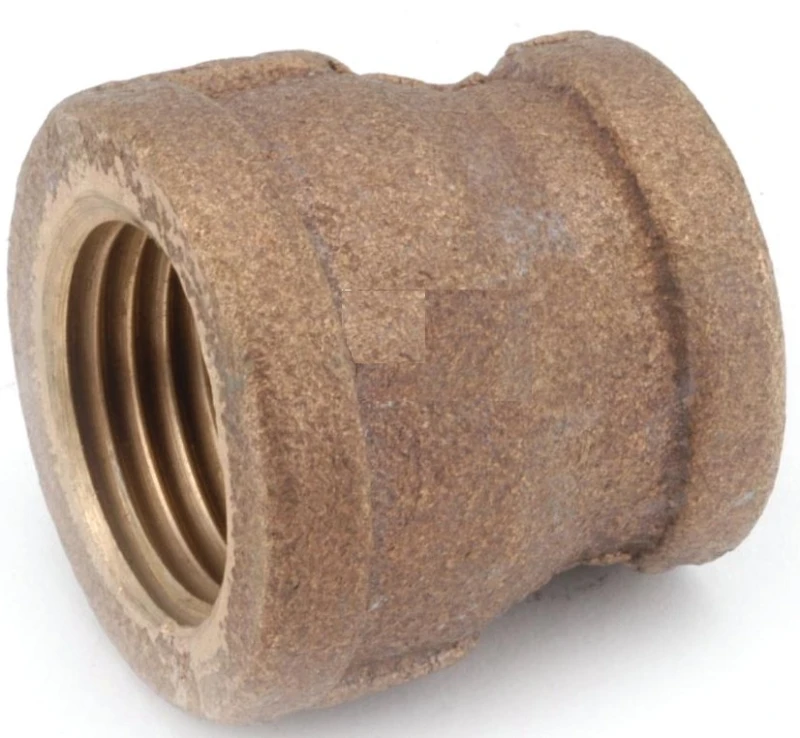 Lead Free Rough Brass Reducing Coupling Pipe Fitting, 3/8 Inch by 1/4 Inch