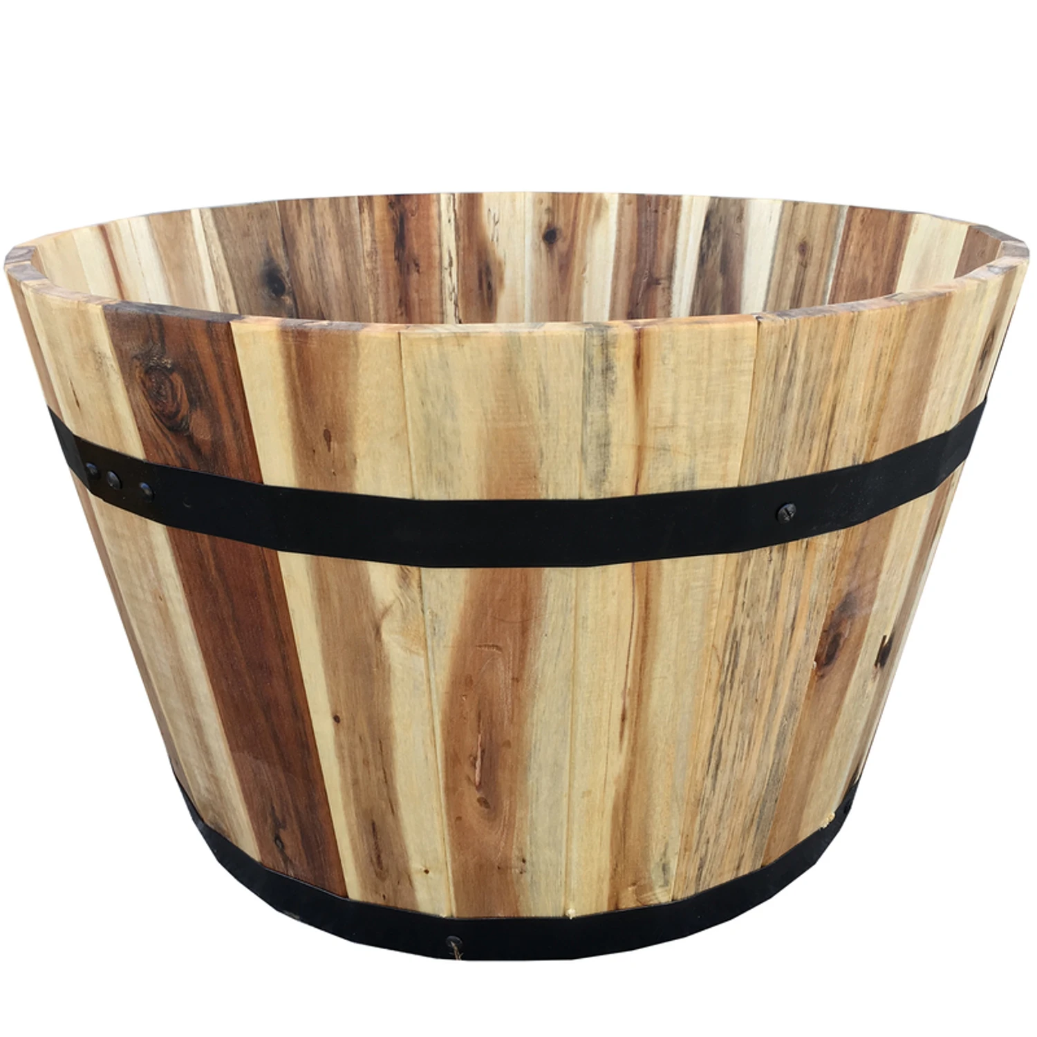 12 In. H X 21 In. W X 21 In. D Round Wood Planter Natural
