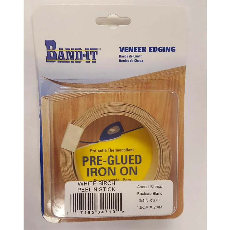 3/4 In. X 8 Ft. White Birch Wood Veneer Edging With Heat-activated Glue