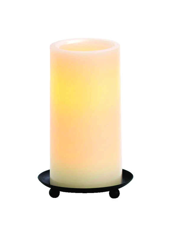 Cream Colored Flameless Wax Pillar Candle, Battery Operated, 6 Inch