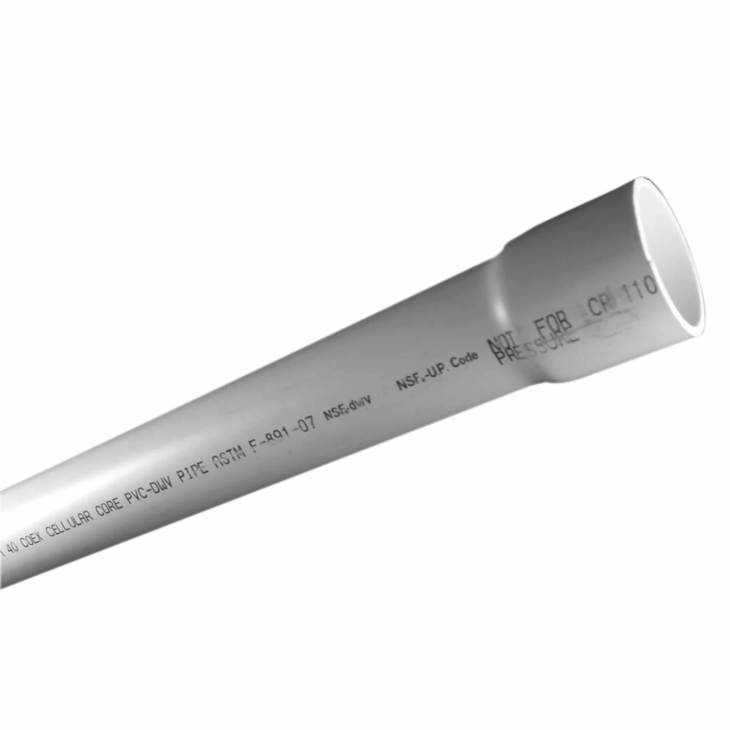 Schedule 40 Drain Waste Vent Polyvinyl Chloride Pipe, Bell End, Foam Core, 4 Inch Diameter by 20 Foot Length