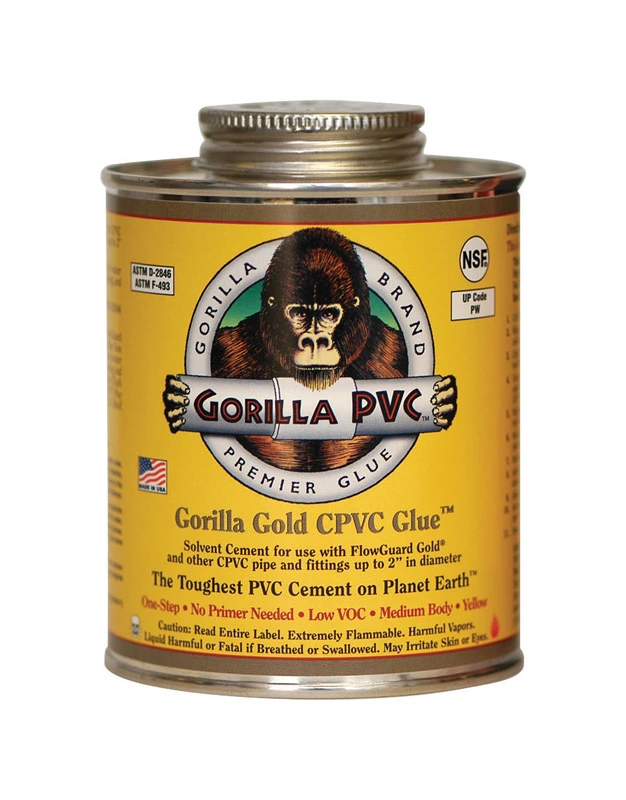 Gold Plastic Pipe CPVC Cement Glue, 4 Ounce Bottle for Plumbing
