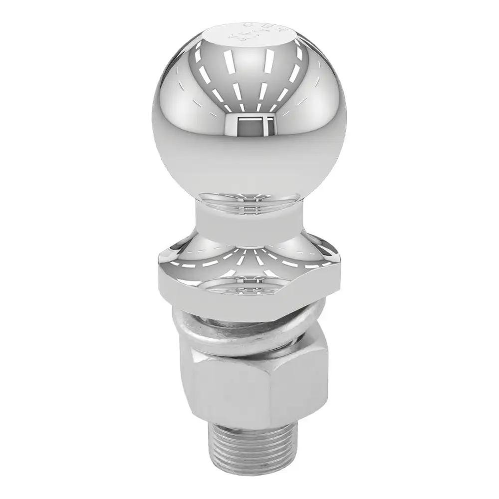 Chrome Trailer Hitch Ball with 2 Inch Diameter and 1 Inch by 2 and 1/8 Inch Shank, 6000 Pounds Capacity