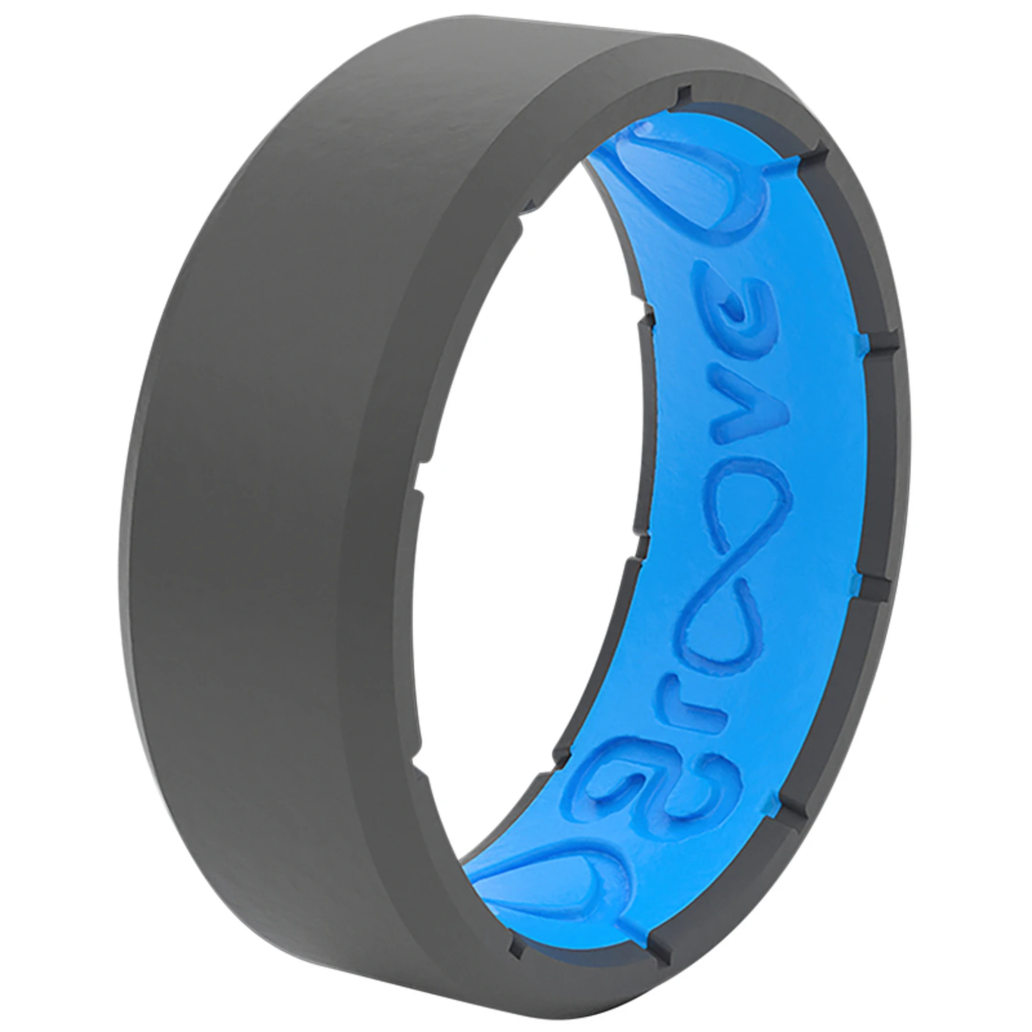 Unisex Thin Solid Circle Deep Stone Gray Silicone Ring Size 12