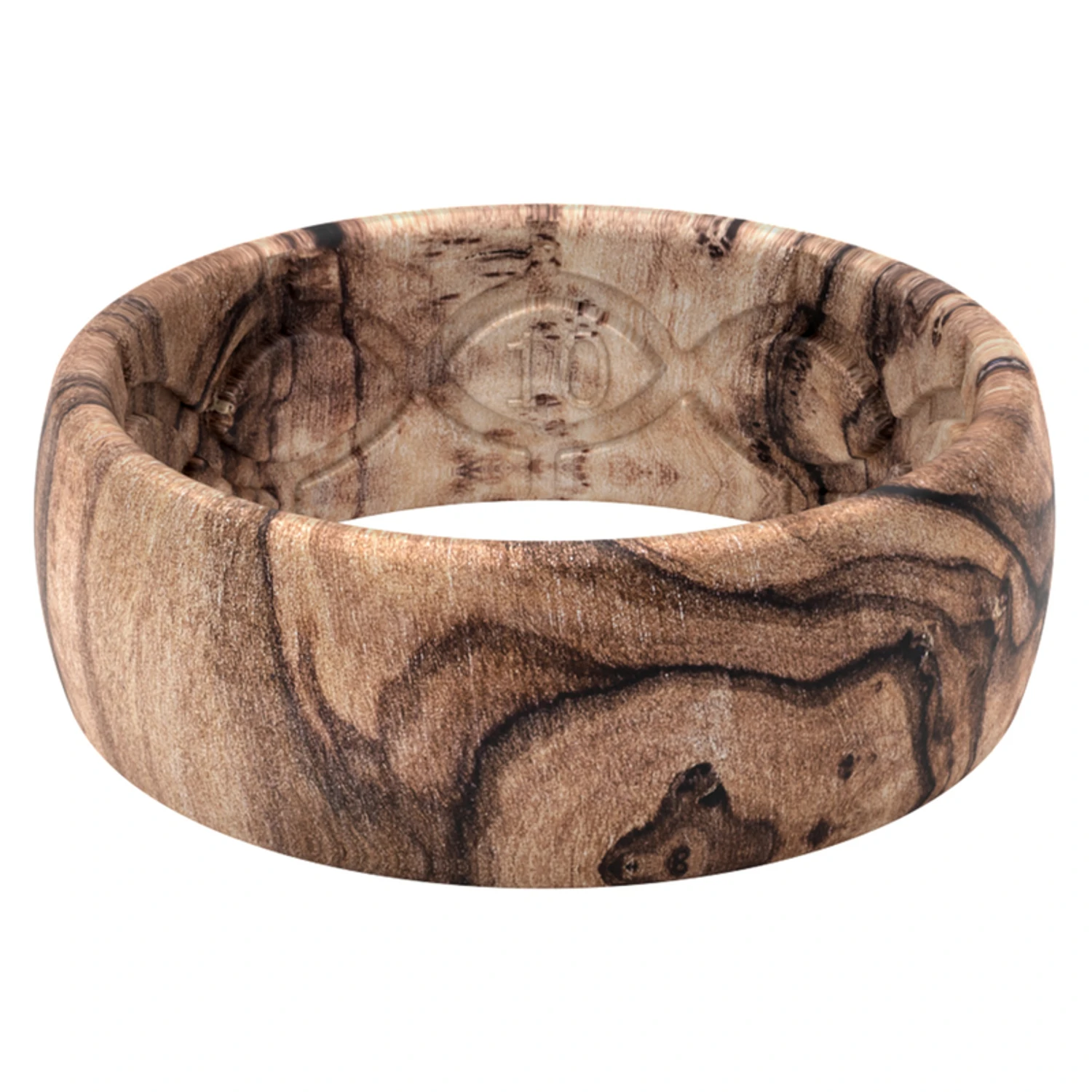 Men's Original Nomad Burled Round Brown/black Silicone Ring Size 10