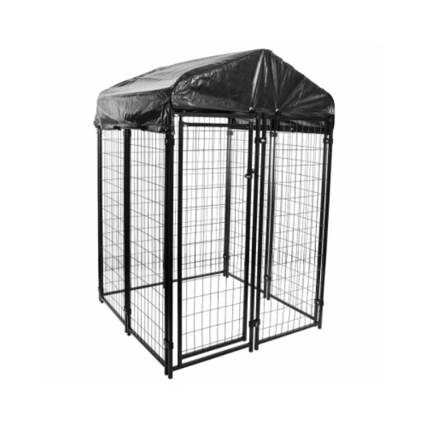 Premium Welded Wire Dog Kennel, 4' X 4' X 6' With Waterproof Cover