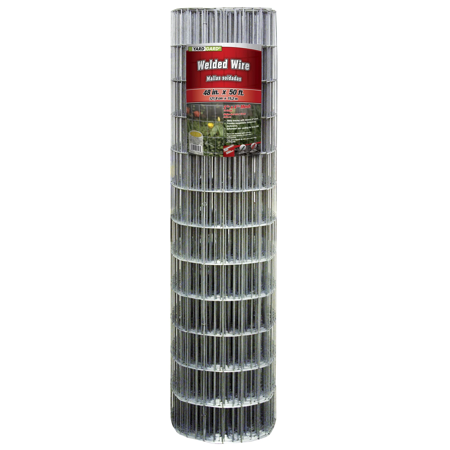 48 In. H X 50 Ft. L Galvanized Welded Wire Fence, 14-gauge, 2x4 Mesh