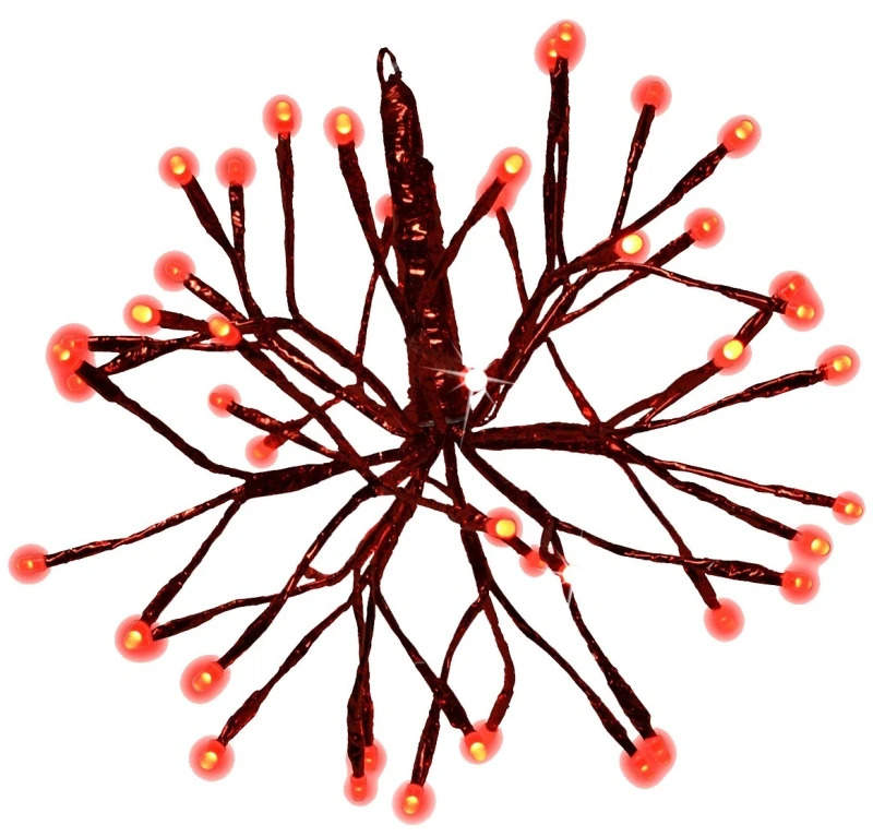Red LED Shimmering Sphere with Wire Branches, 12 Inch Diameter