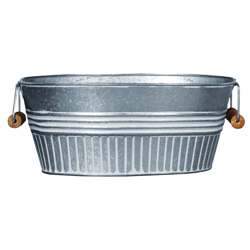 9 In. H X 12 In. W X 6 In. D Galvanized Metal Tub Planter