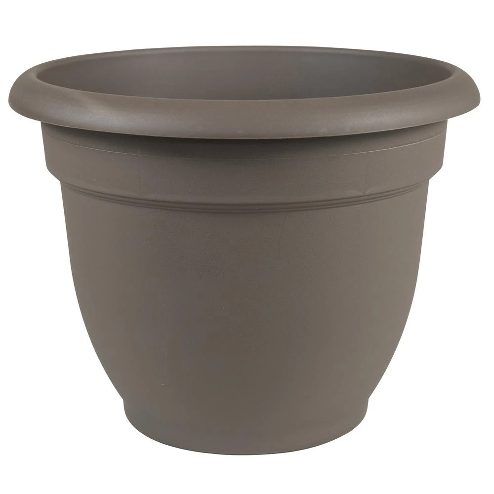 Ariana 10 In. Charcoal Plastic Self-watering Planter With Drainage Reservoir