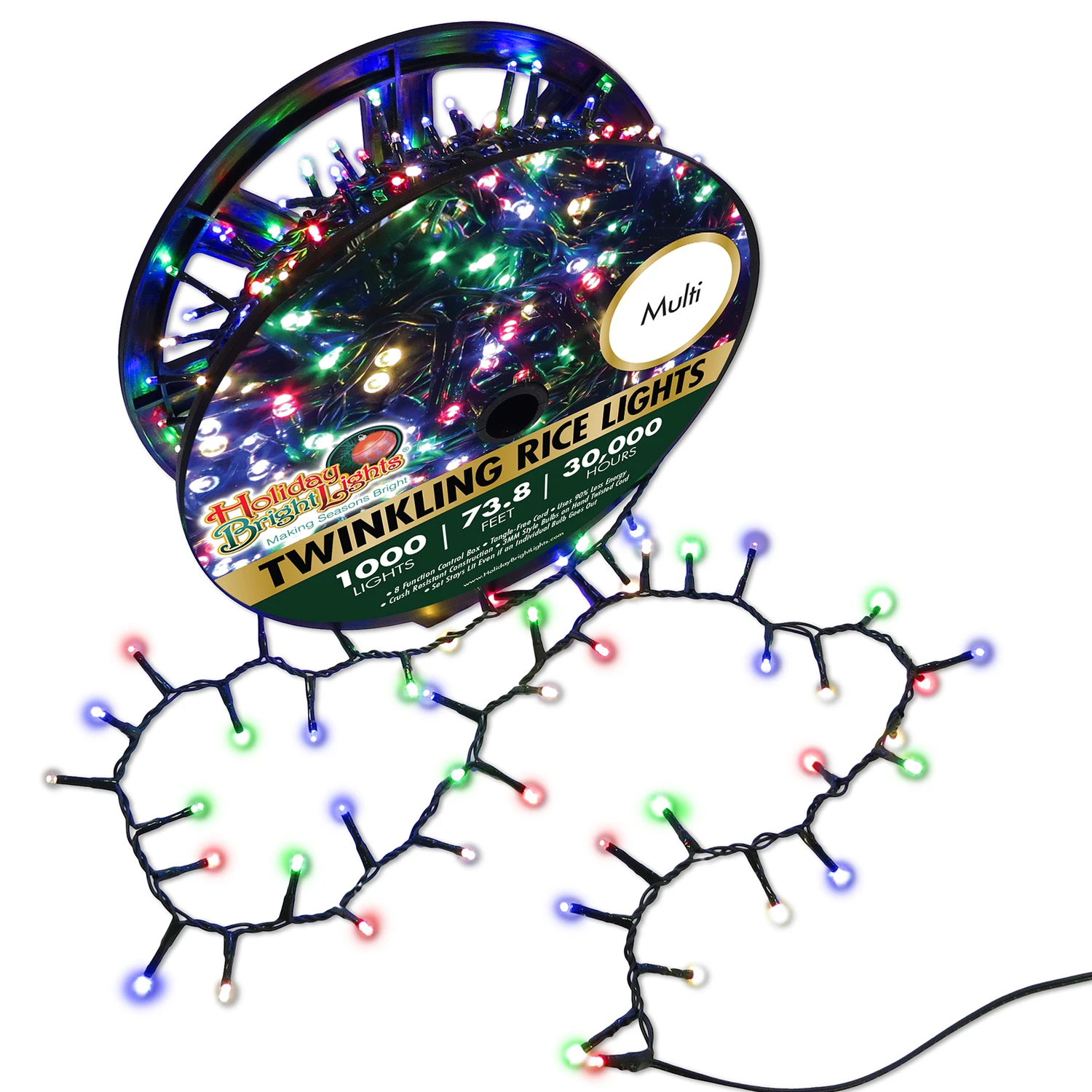 Led Rice Multicolored 1000 Count String Christmas Lights