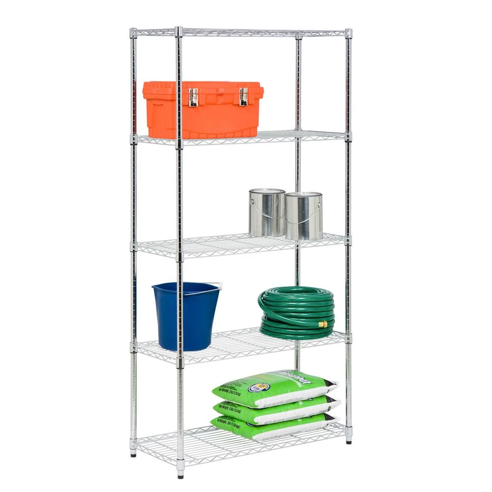 5-tier Chrome Steel Shelving Unit, 36 X 18 X 72-inches, Model Shf-06832