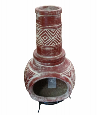 42 X 17-inch Mexican Clay Chimenea Outdoor Fireplace
